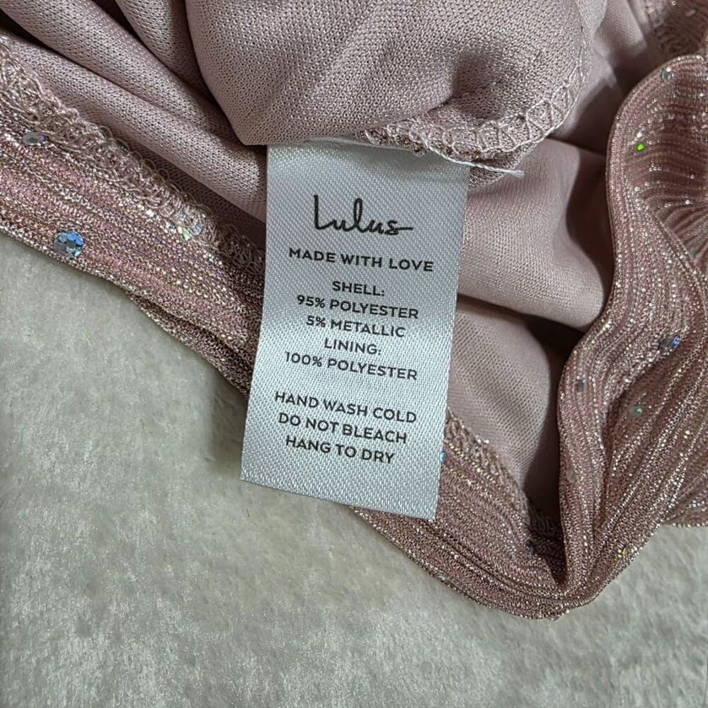 Lulus Flirty Vibes Bodycon Mini Dress Small Pink Shimmer Sequin Straps New w/Tag - Picture 7 of 14